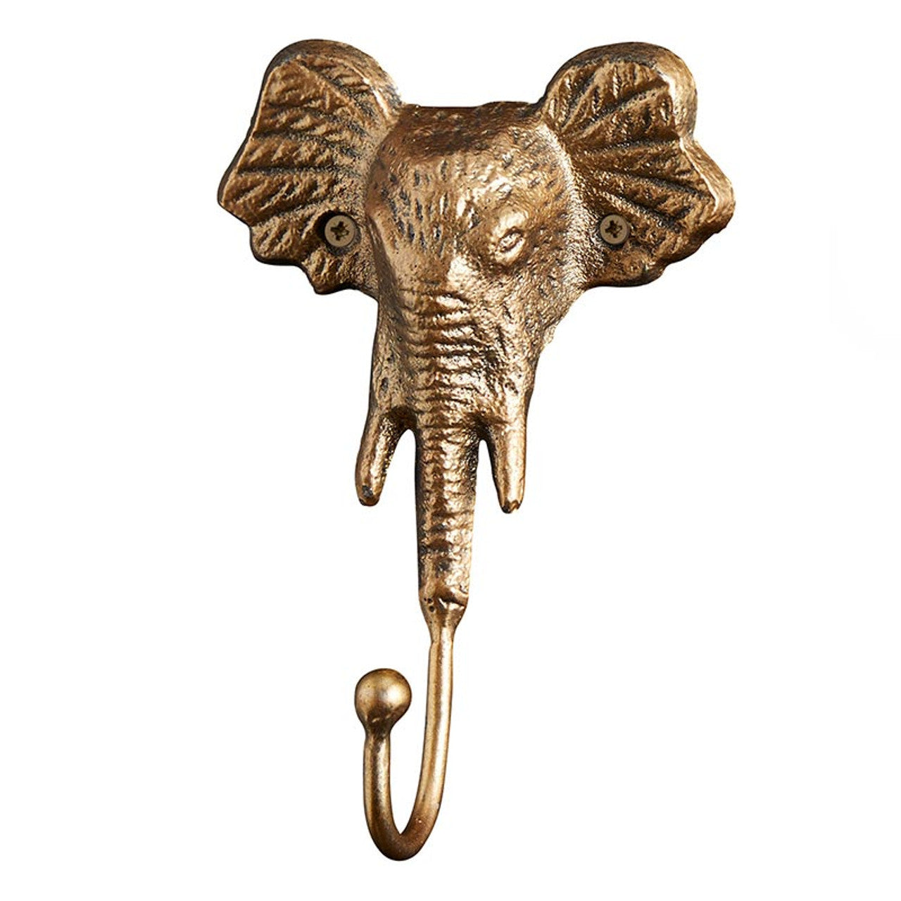 Gold Metal Elephant Hook | Wall Mounted Decorative Hook | 6" x 4"