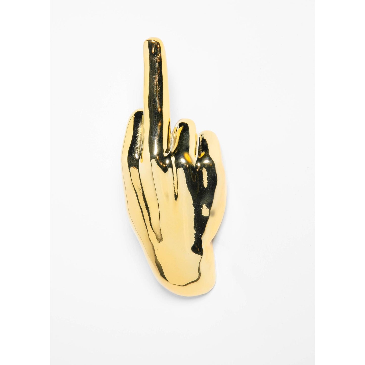 Gold Middle Finger Hand Wall Mount Sculpture – 8.5" Tall