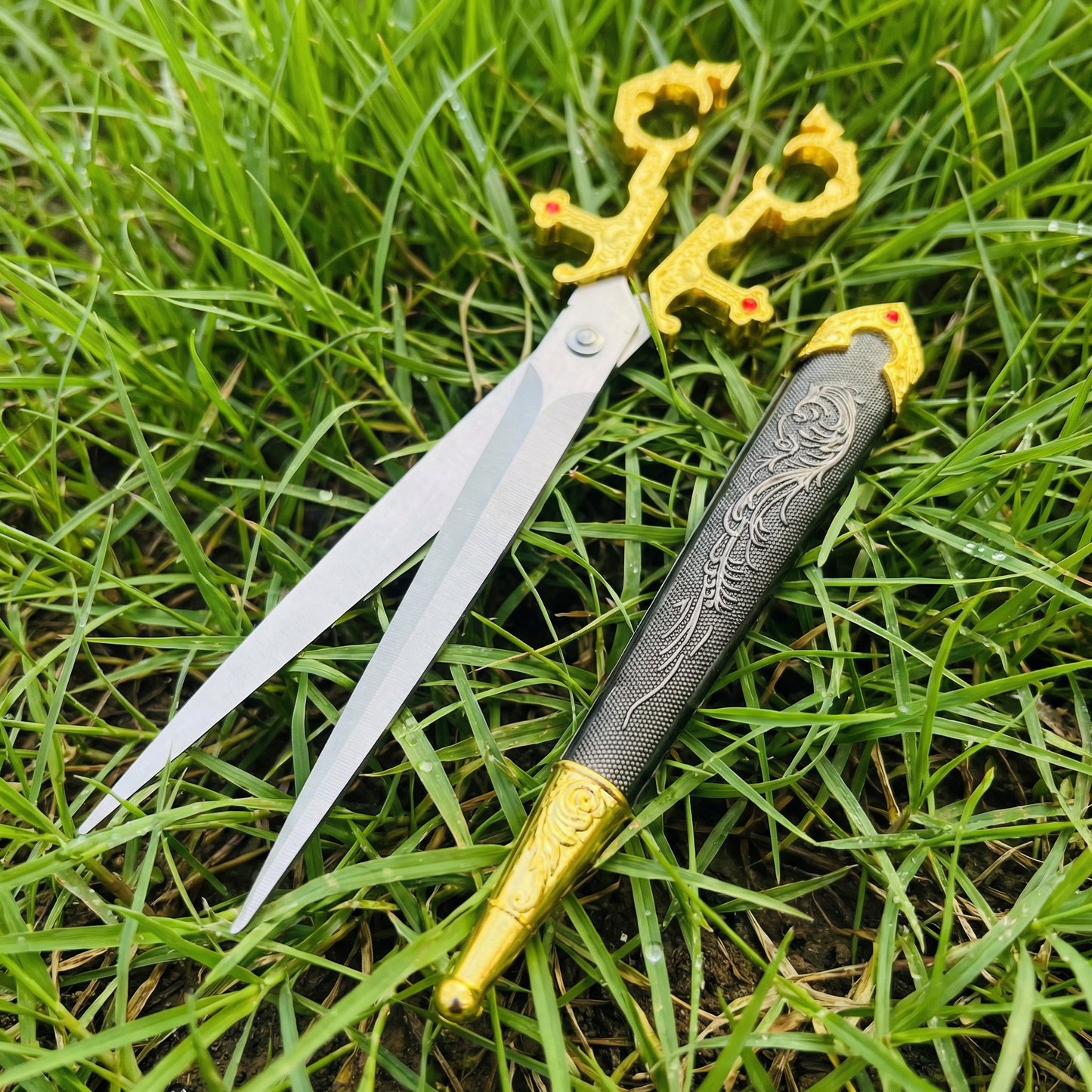 Renaissance Scissors with Scissors Holder | Sword in Scabbard Fantasy Novelty Large Scissors