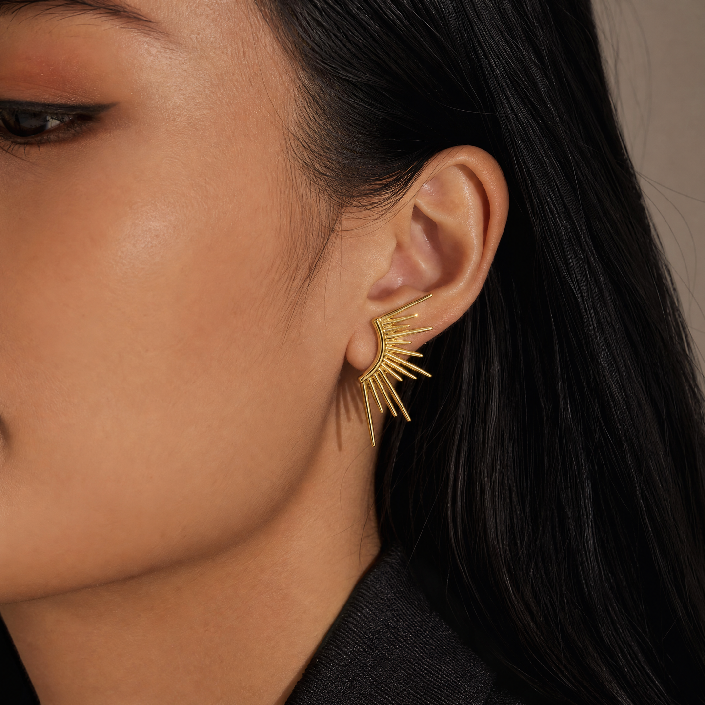 Gold Sun Hot Girl Stud Earrings | Celestial Summer Dangle Earrings