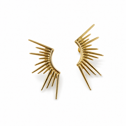 Gold Sun Hot Girl Stud Earrings | Celestial Summer Dangle Earrings