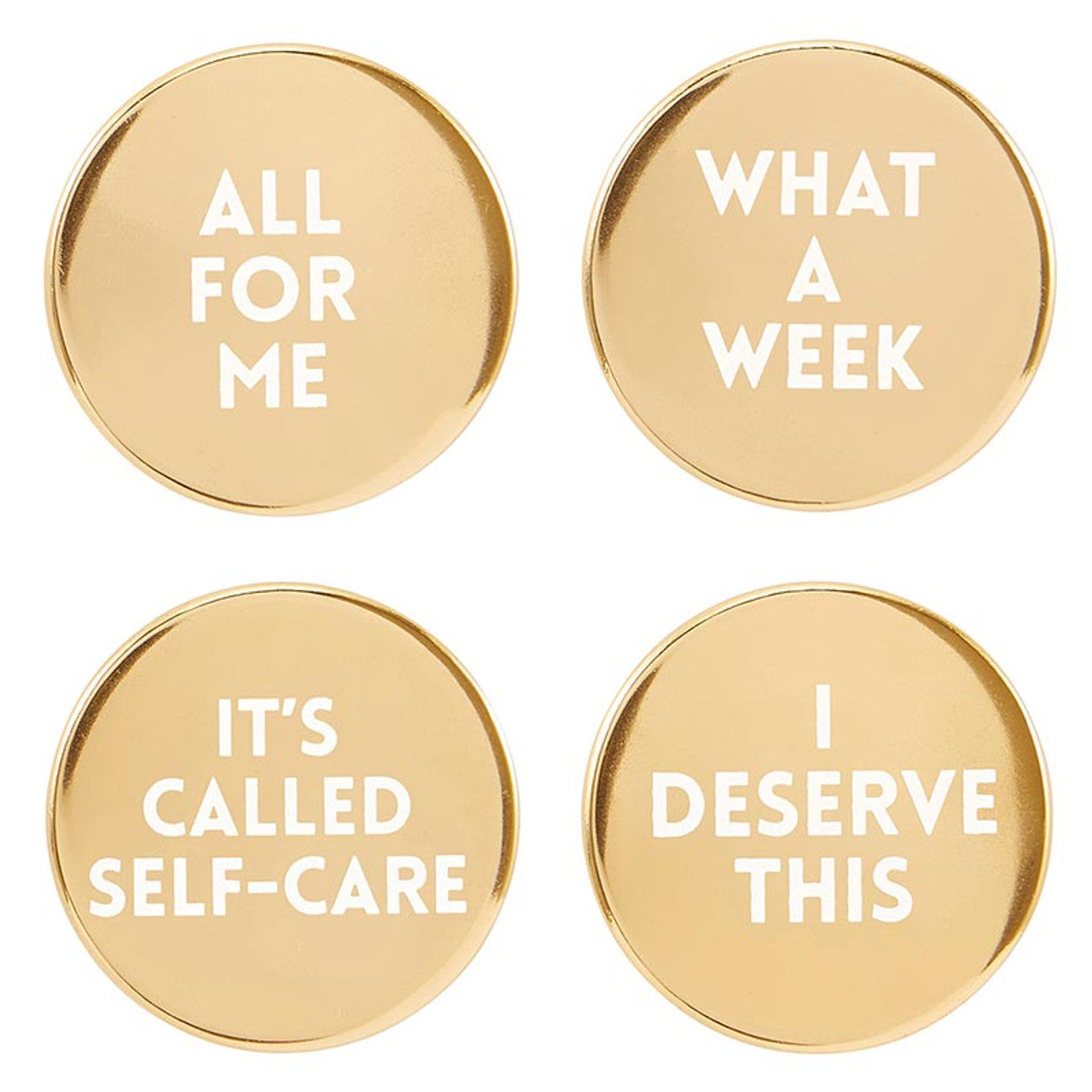 Gold Wine Bottle Stoppers | Set of 4 with Catchy Phrases