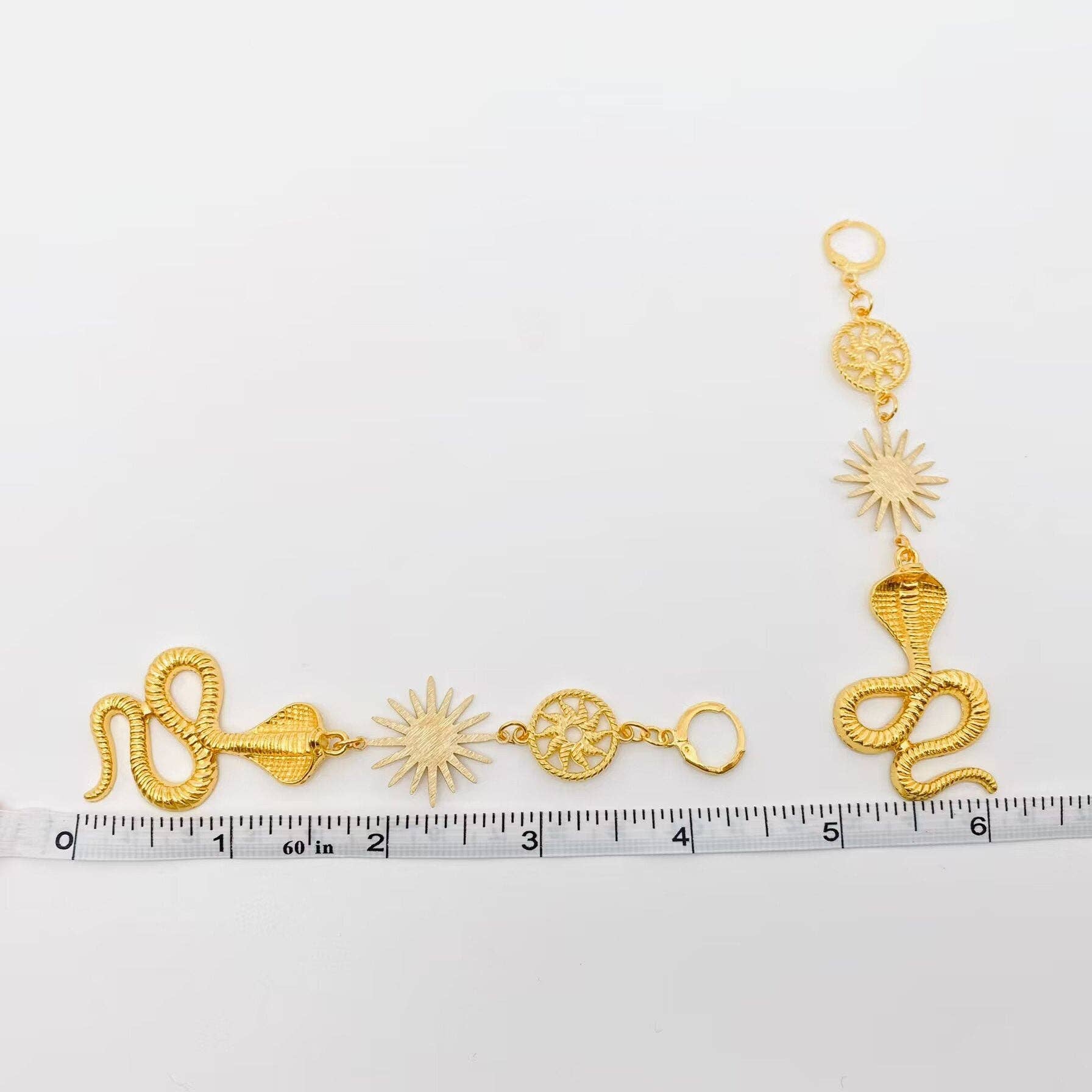 Golden Cobra Pendant Huggie Earrings