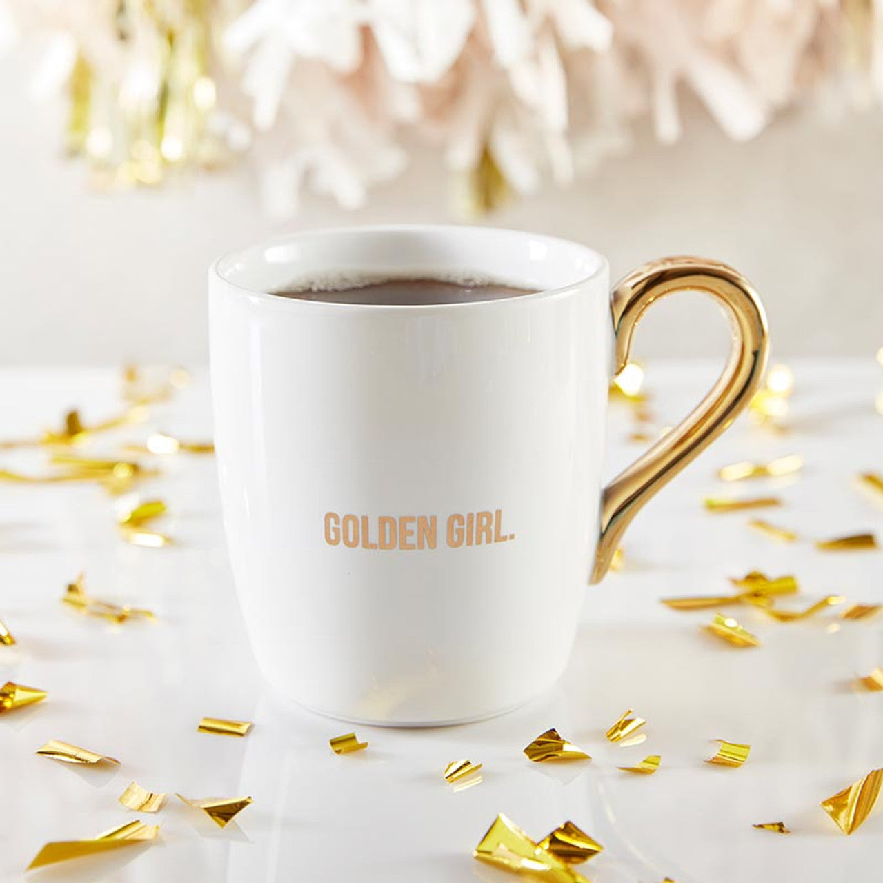 Golden Girl Mug Gold Handle | Stoneware Coffee Tea Cup | 16oz