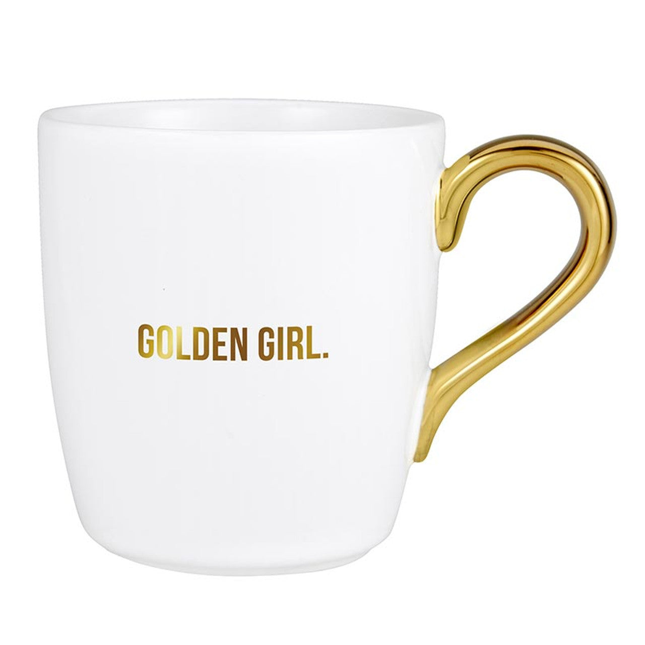 Golden Girl Mug Gold Handle | Stoneware Coffee Tea Cup | 16oz