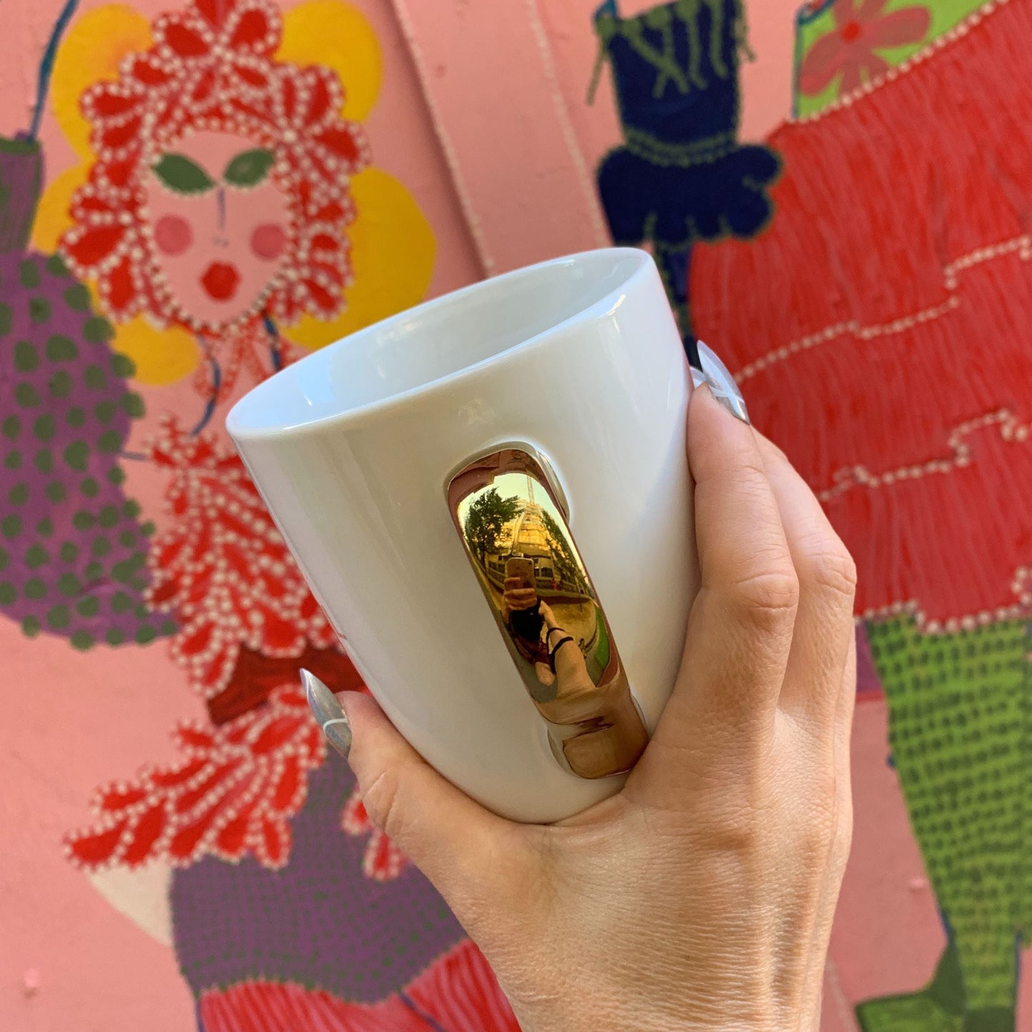 Golden Girl Mug Gold Handle | Stoneware Coffee Tea Cup | 16oz