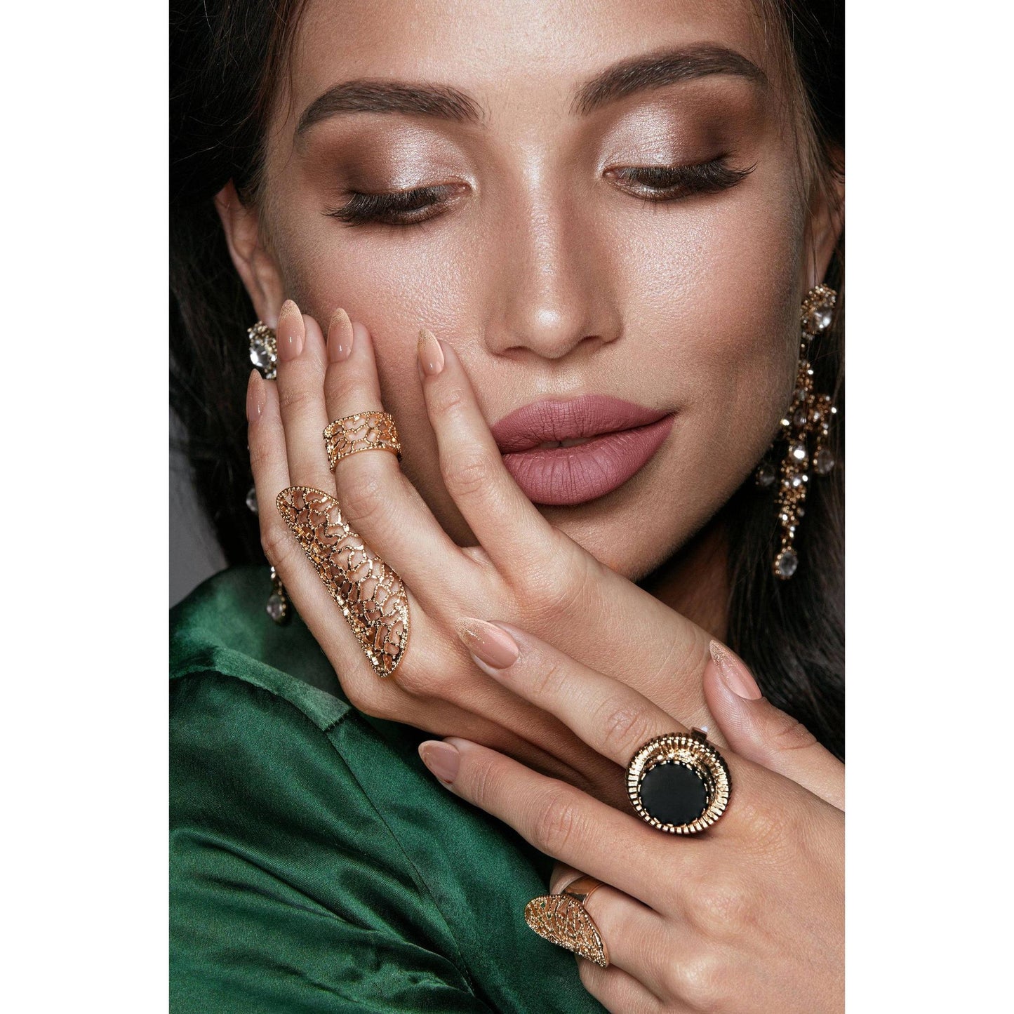 Golden Prosperity Press-On Nails | Gold Sparkle, Glossy & Reusable