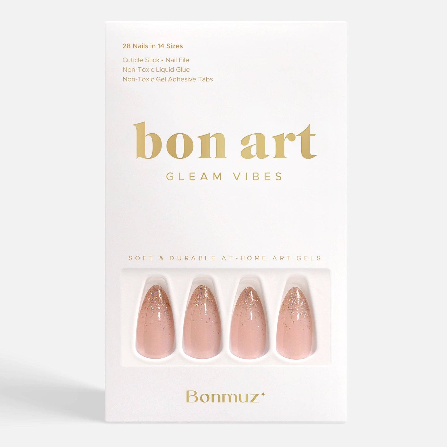 Golden Prosperity Press-On Nails | Gold Sparkle, Glossy & Reusable