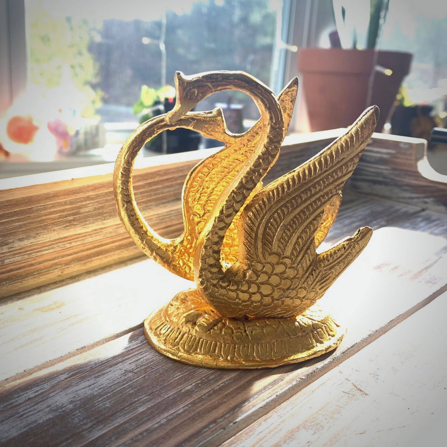 Golden Swan Cocktail Napkin or Mail Holder – Elegant Decor Figurine Gift for Home & Office