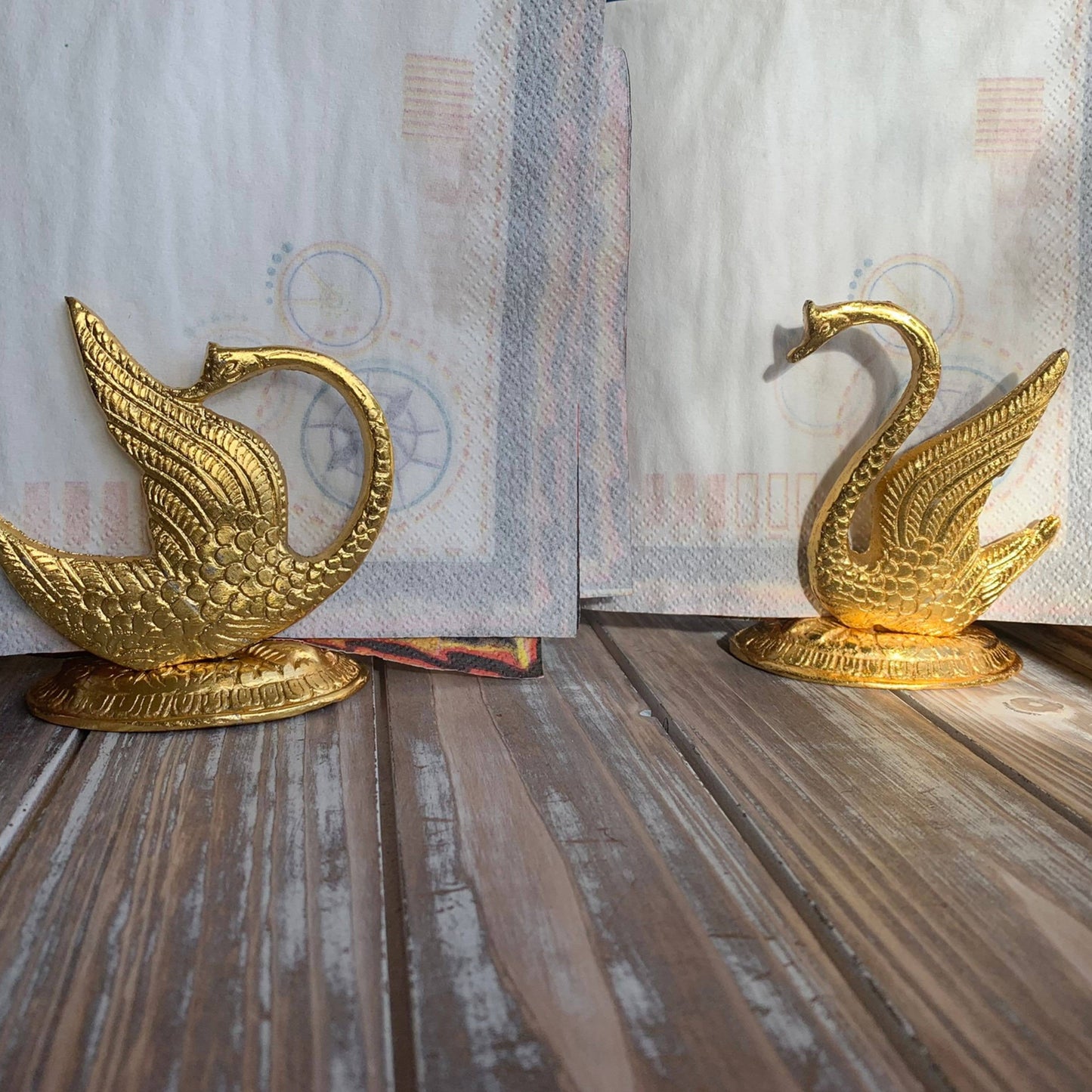 Golden Swan Cocktail Napkin or Mail Holder – Elegant Decor Figurine Gift for Home & Office