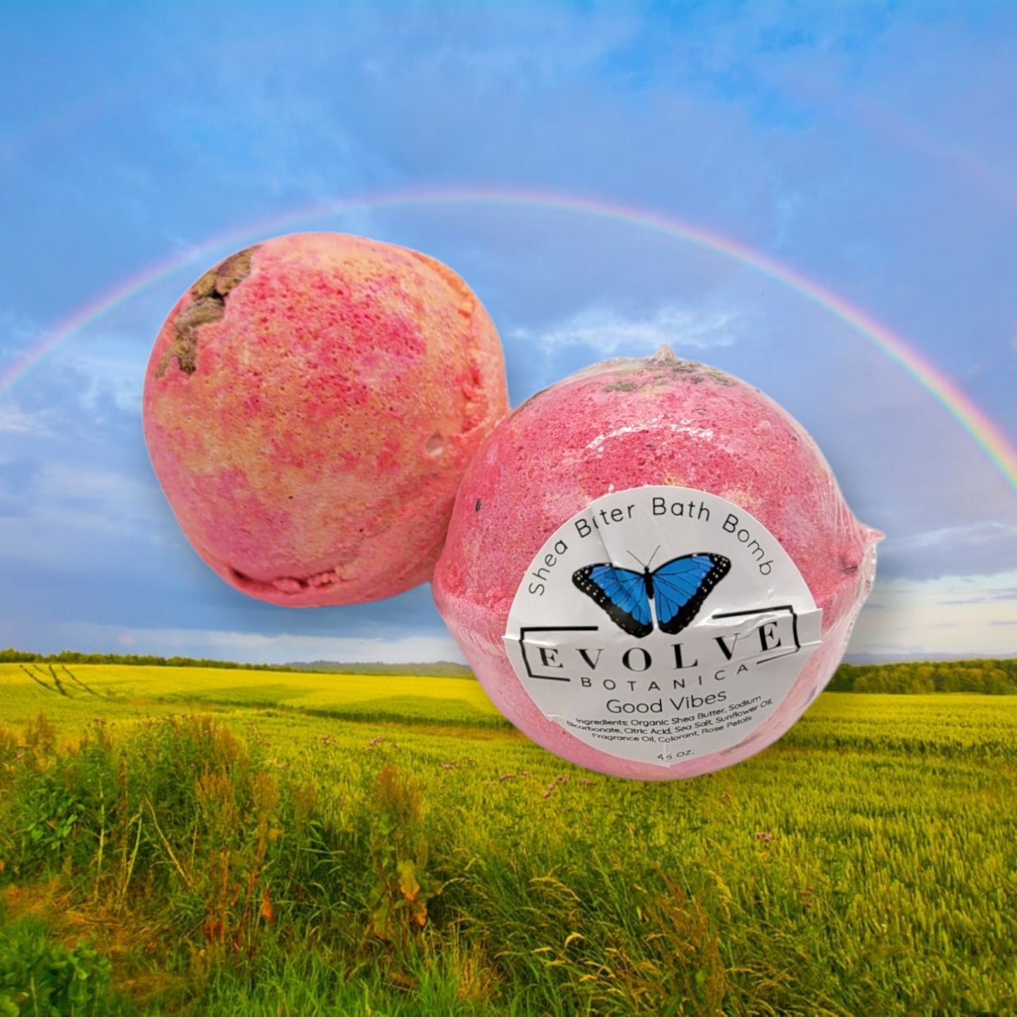 Good Vibes Bath Bomb | Fiery Pink Bathtub Bliss Fizzle Fizzer | 4.96oz