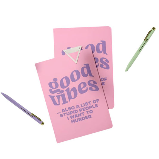 Good Vibes + Stupid People Mini Pocket Journal | Mini Notebook | 40 Pages