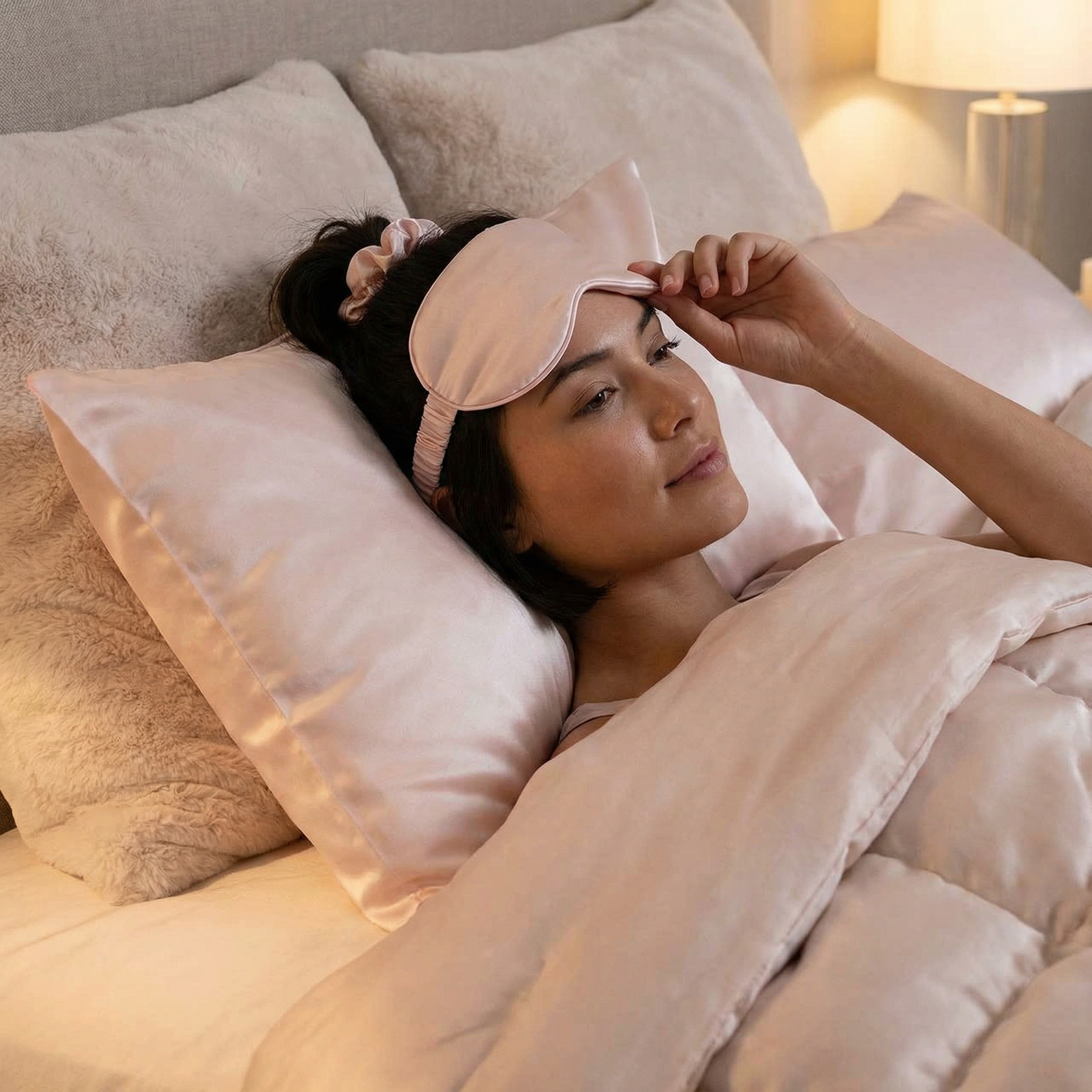 Goodnight Gorgeous Pink Satin Sleep Set | Pillowcase Sleep Mask Scrunchie Gift Set For Her