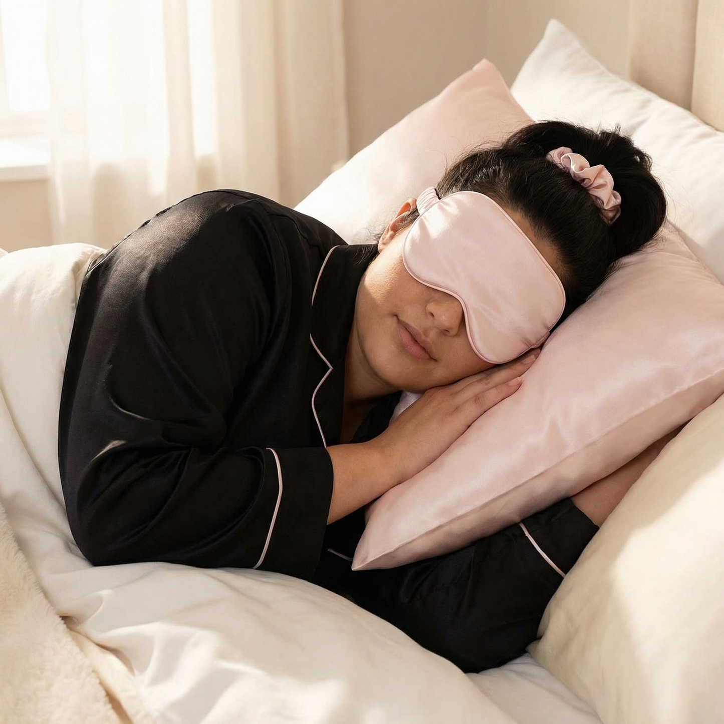 Goodnight Gorgeous Pink Satin Sleep Set | Pillowcase Sleep Mask Scrunchie Gift Set For Her