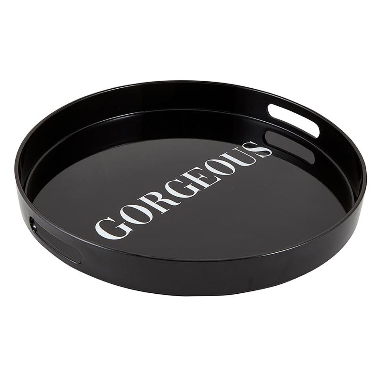 Gorgeous Round Black Bar Tray | Serving Tray with Handles | 13.5" Diameter