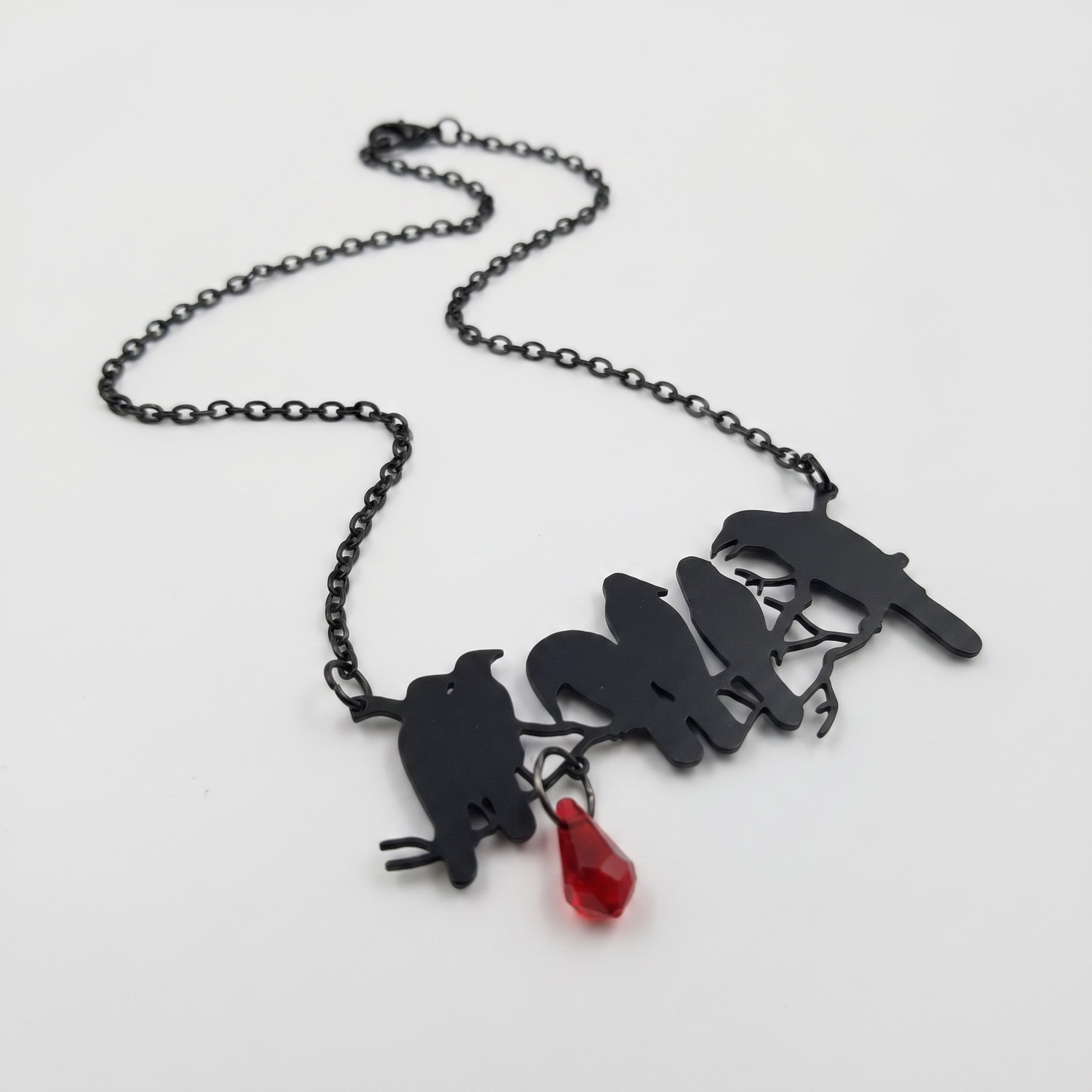 Goth Black Raven Necklace | Gothic Statement Crow Pendant