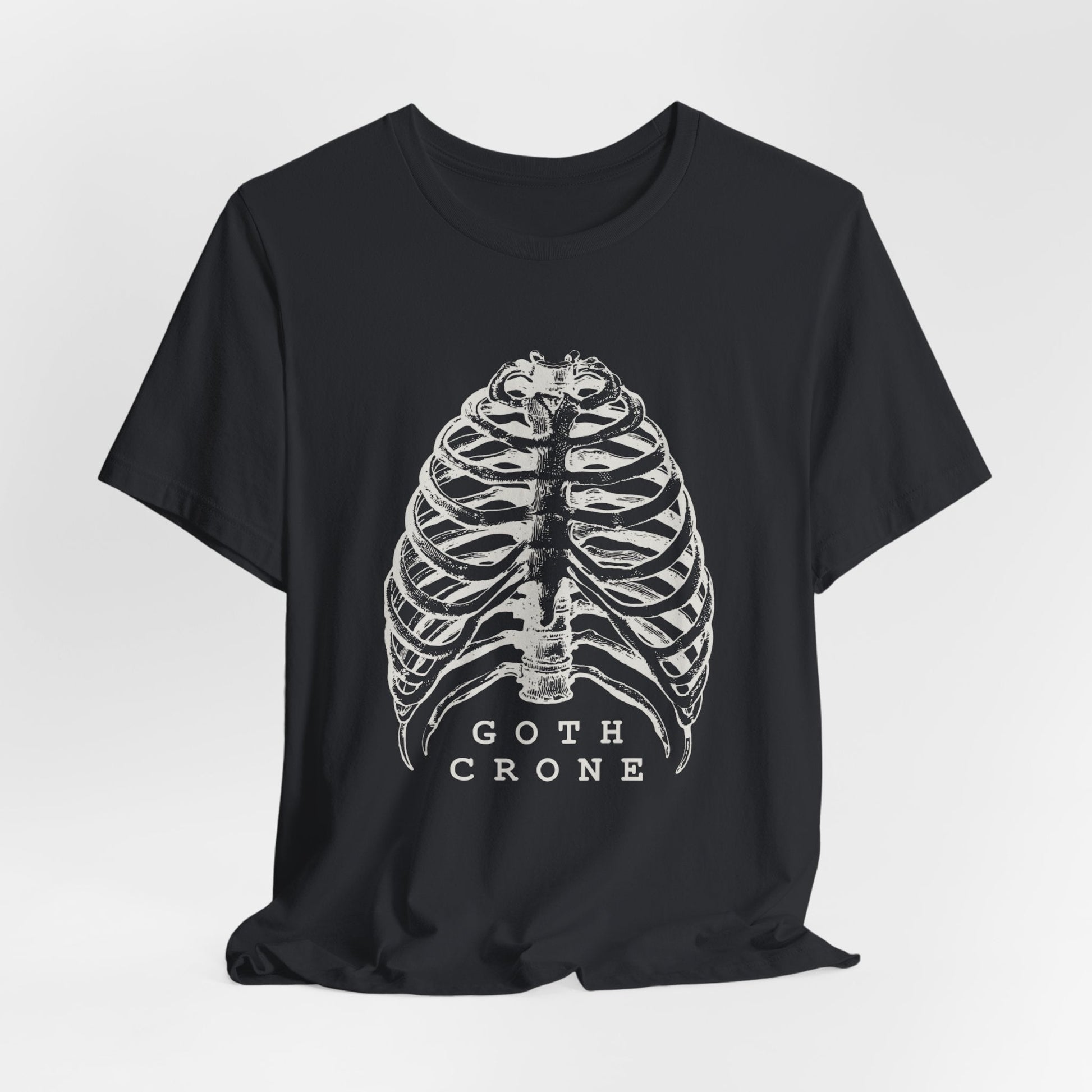 Goth Crone Unisex Jersey Short Sleeve Tee | Gothic Spooky Ribcage Illustration