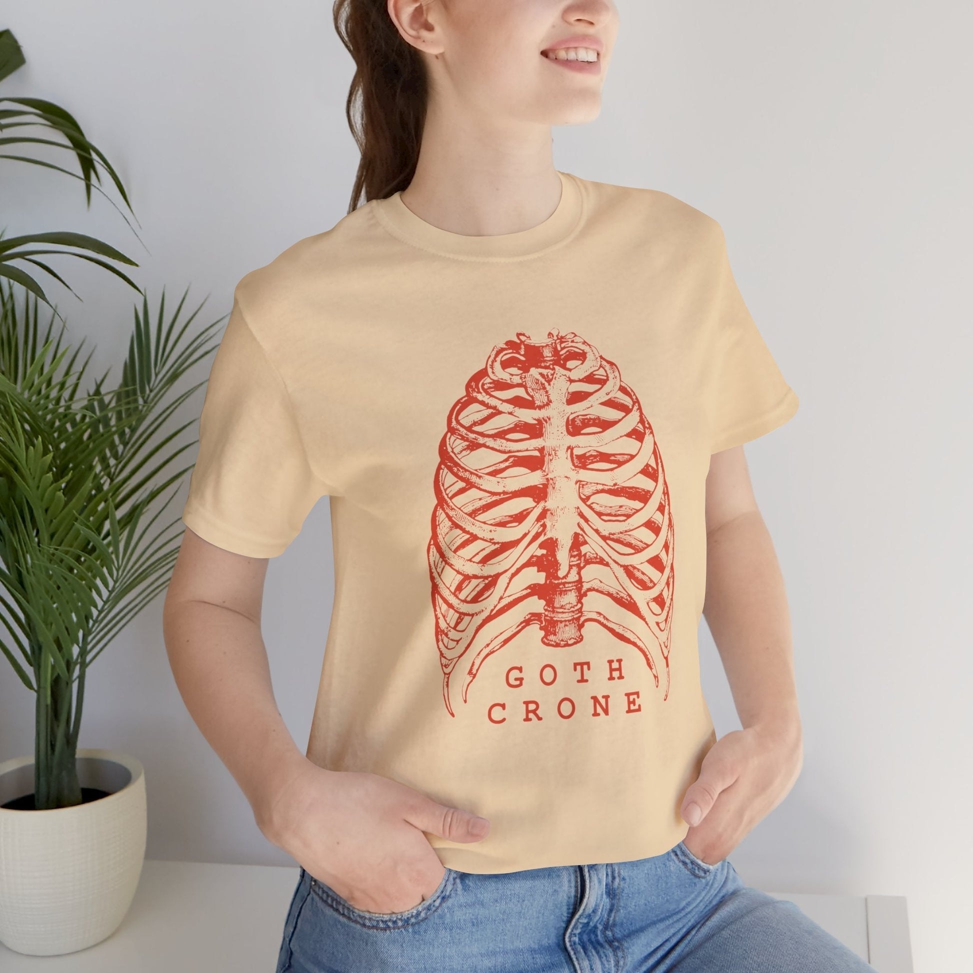 Goth Crone Unisex Jersey Short Sleeve Tee | Gothic Spooky Ribcage Illustration