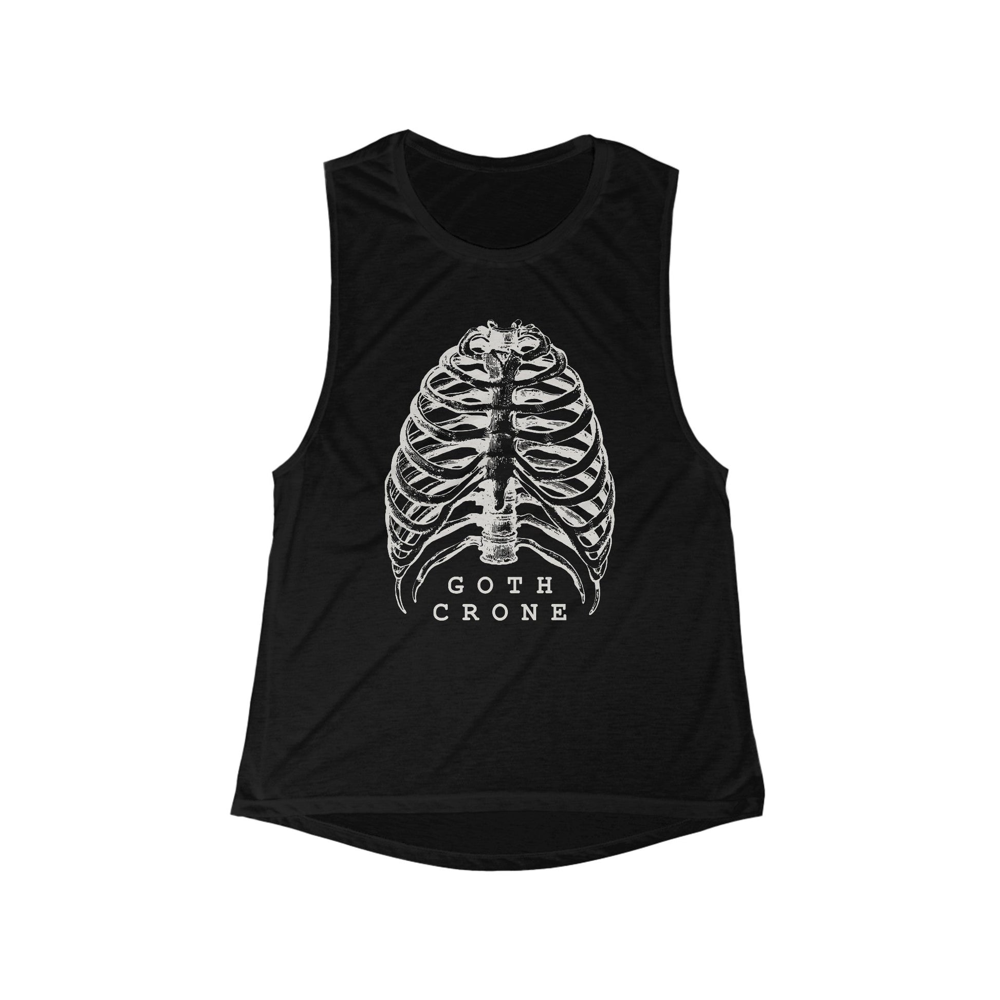 Goth Crone Women's Flowy Scoop Muscle Tank | Gothic Spooky Lungs Illustration