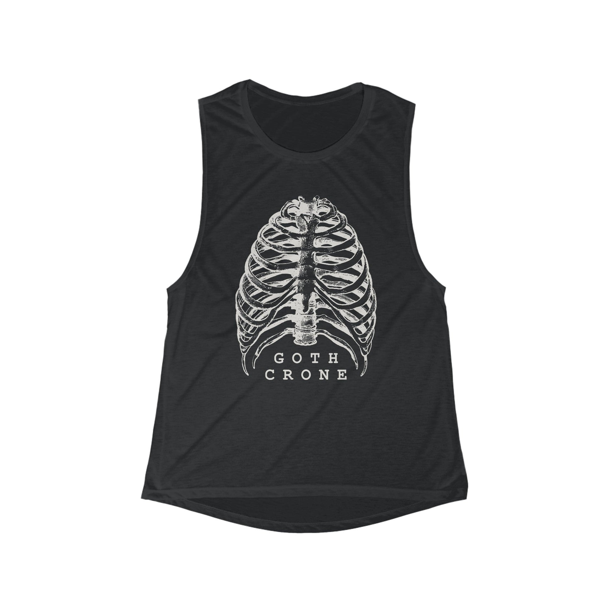 Goth Crone Women's Flowy Scoop Muscle Tank | Gothic Spooky Lungs Illustration