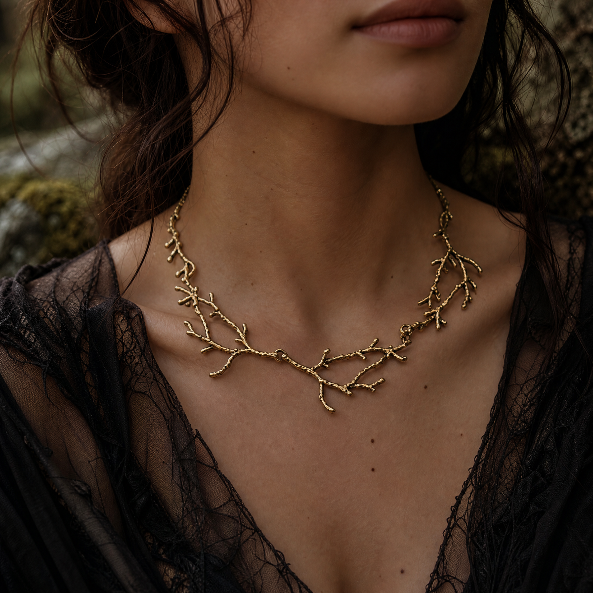 Gothic Branches Statement Necklace | Articulated Bronze | 18" + 2" Extender-Paper & Quartz-The Bullish Store