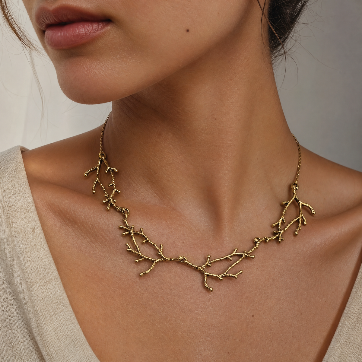 Gothic Branches Statement Necklace | Articulated Bronze | 18" + 2" Extender-Paper & Quartz-The Bullish Store