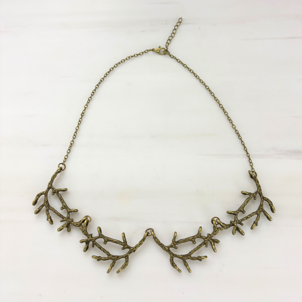 Gothic Branches Statement Necklace | Articulated Bronze | 18" + 2" Extender-Paper & Quartz-The Bullish Store