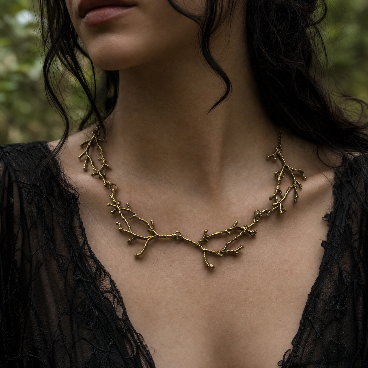 Gothic Branches Statement Necklace | Articulated Bronze | 18" + 2" Extender-Paper & Quartz-The Bullish Store
