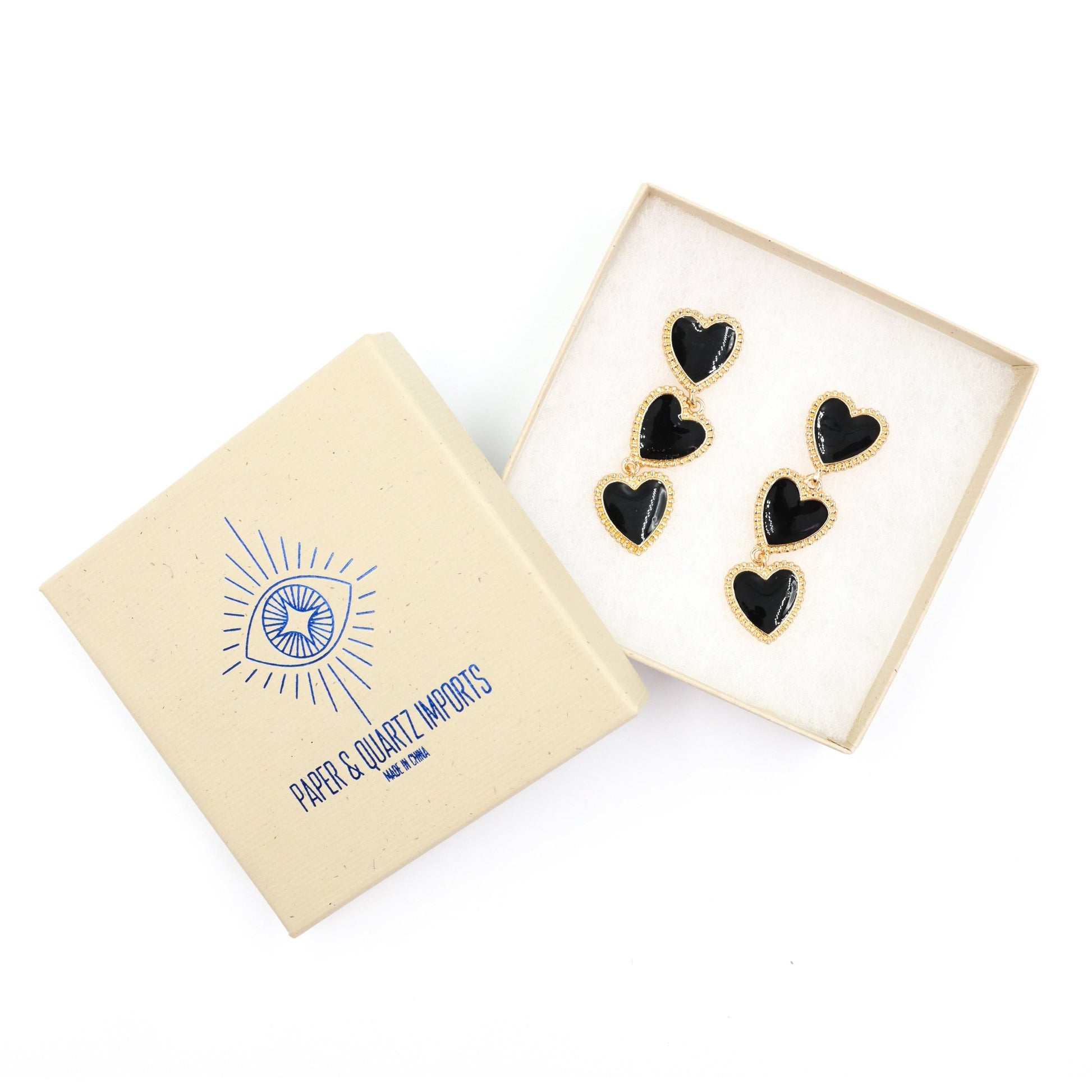 Gothic Fun Gift Bundle | 3D Crow Air Freshener, Pencil Set, Heart Drop Earrings | Black
