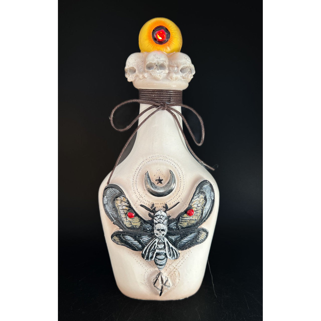 Gothic Moth Decor Light-Up Bottle with Led Light Eyeball | Spooky Goth Skulls