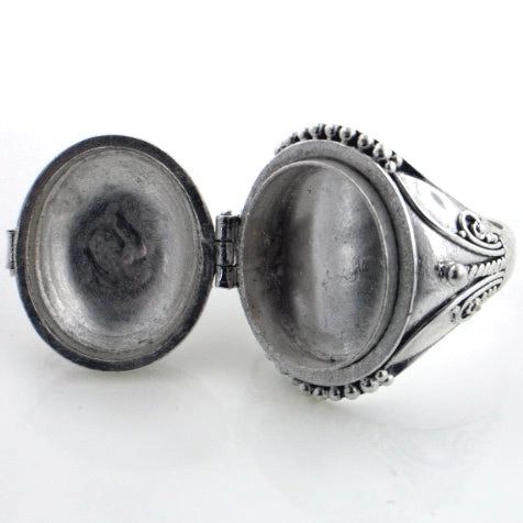 Gothic Oval Poison Ring Sterling Silver & Garnet Gemstone | Sizes 7-9