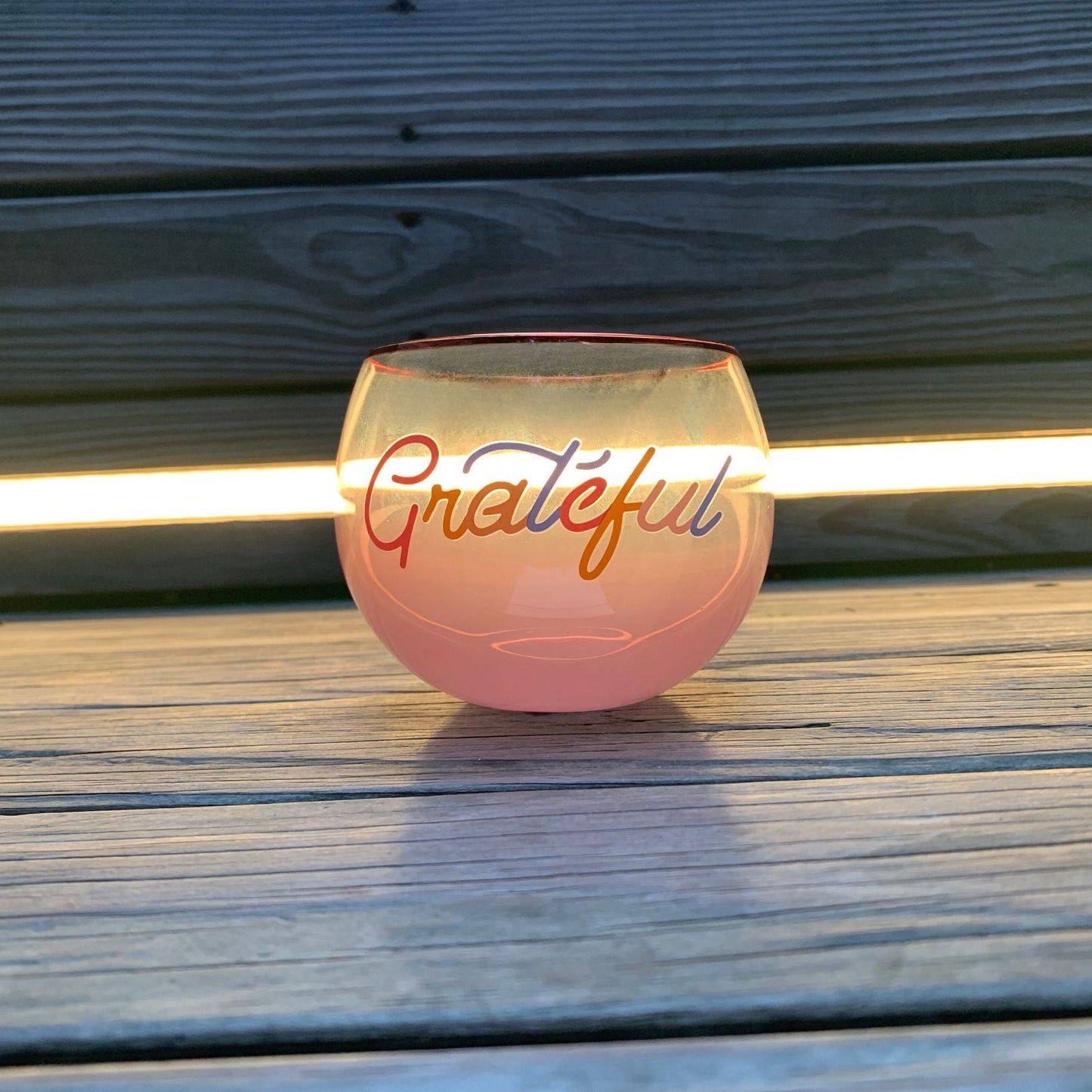 Grateful Roly Poly Pink Ombre Glass | 13 oz