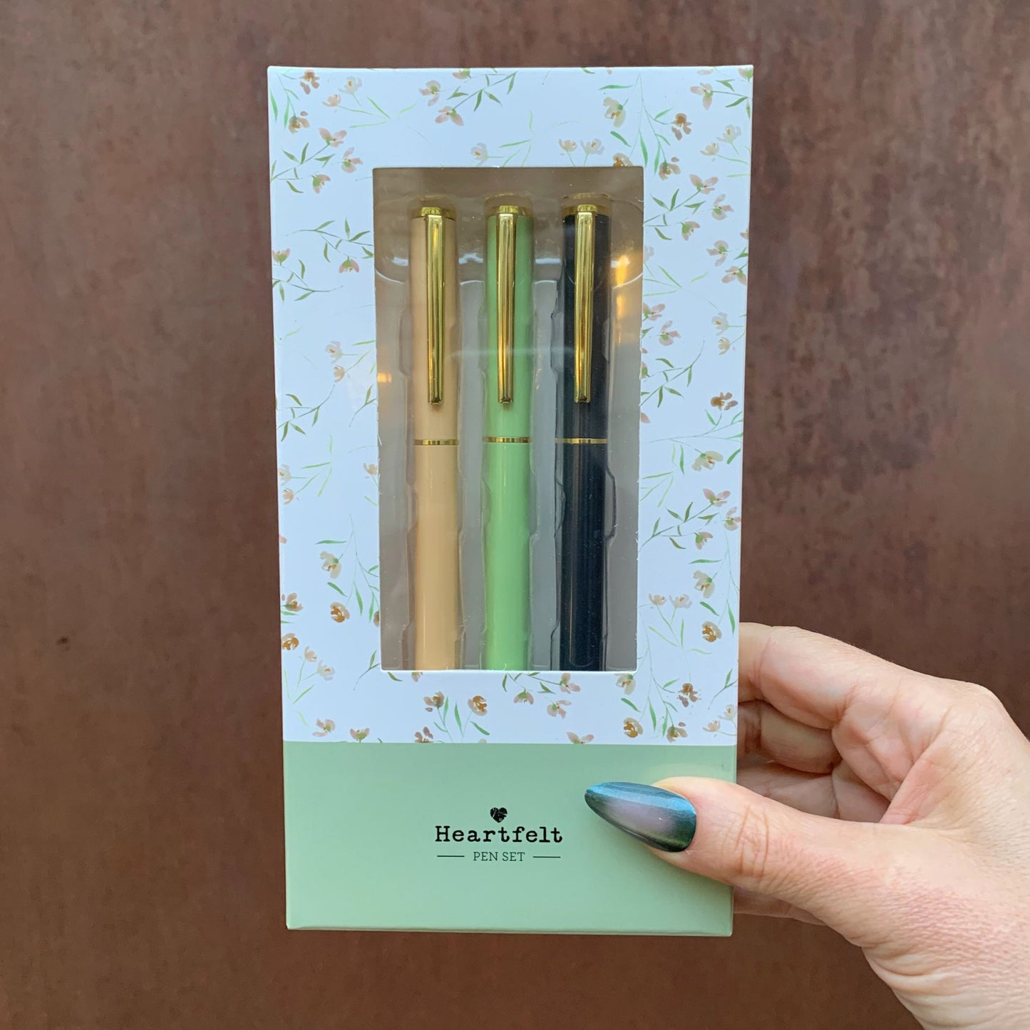 Gratitude 3 Piece Pen Set | Set Of 3 Giftable Pens in Floral Box | Refillable | Gifts For Her