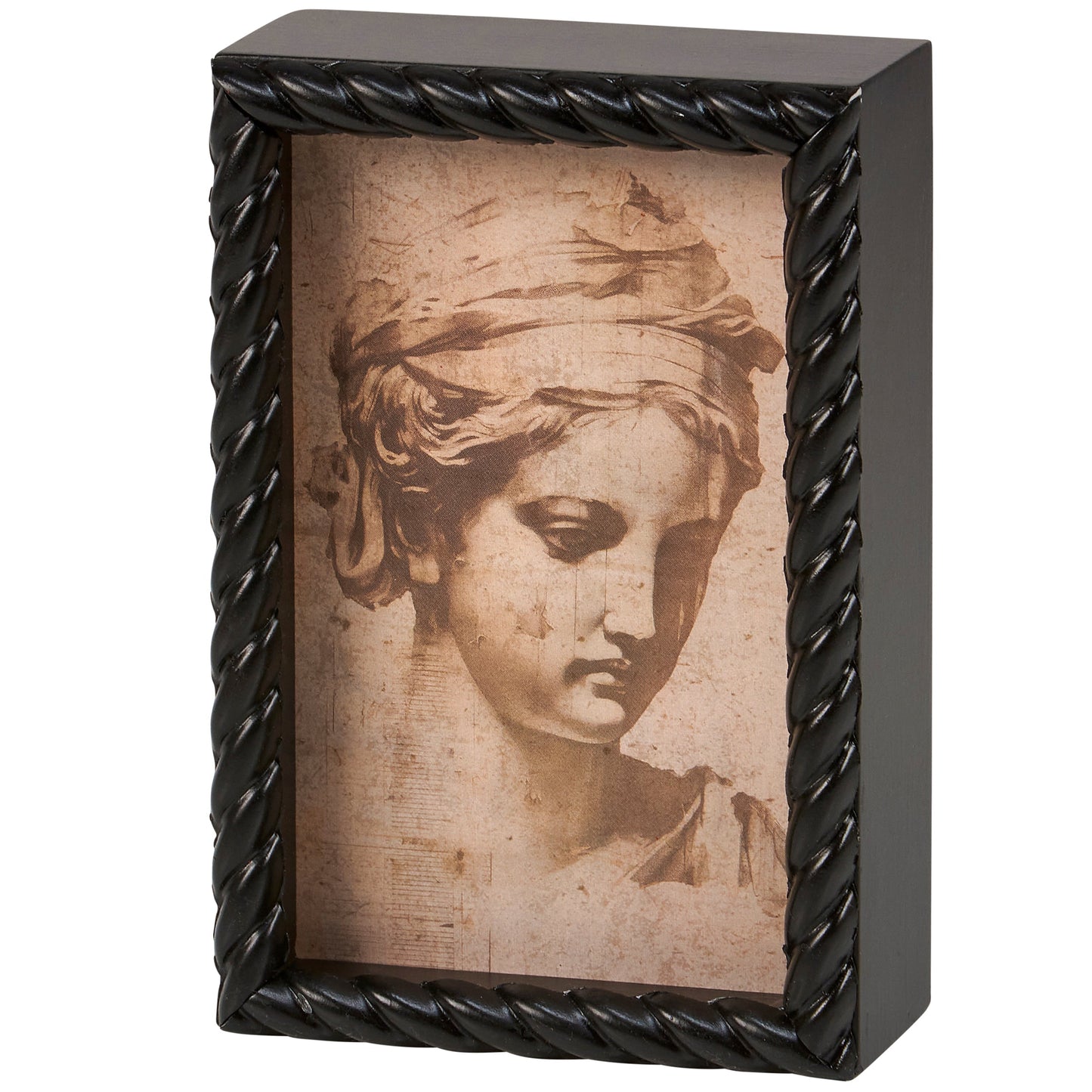 Greek Sketch Inset Box Sign | Wall Desk Wooden Decor | 4" x 6"