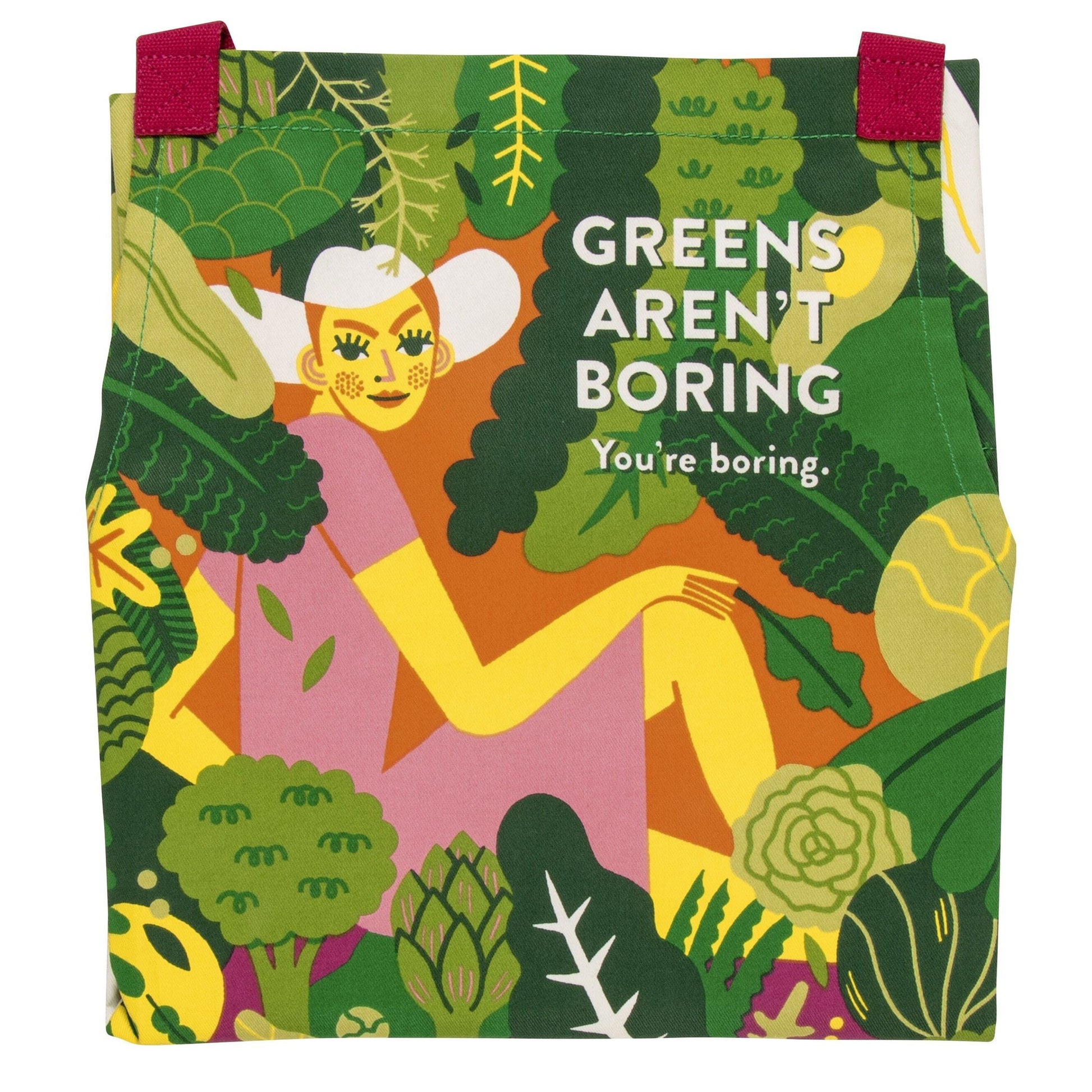 Green Aren't Boring You're Boring Funny Cooking Apron | Unisex 2 Pockets Adjustable Strap 100% Cotton | Vegetarian Gift