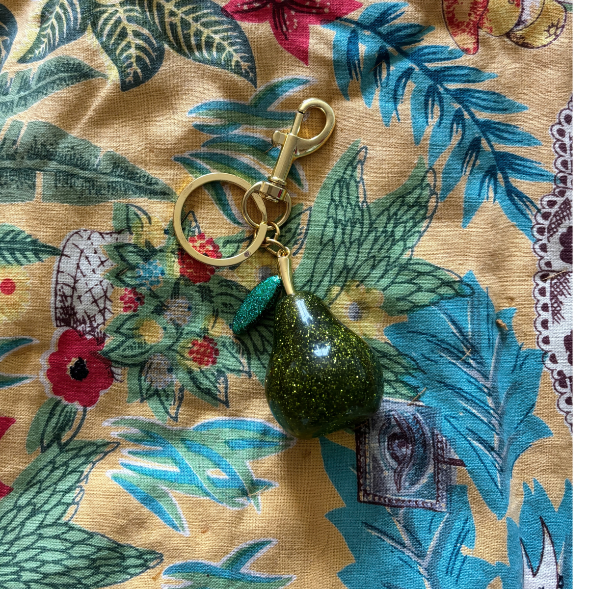 Green Glitter Pear Bag Charm | Gold | Paper & Quartz-Paper & Quartz-The Bullish Store