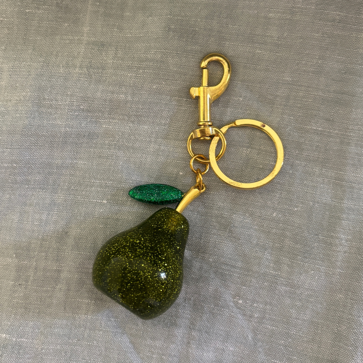 Green Glitter Pear Bag Charm | Gold | Paper & Quartz-Paper & Quartz-The Bullish Store