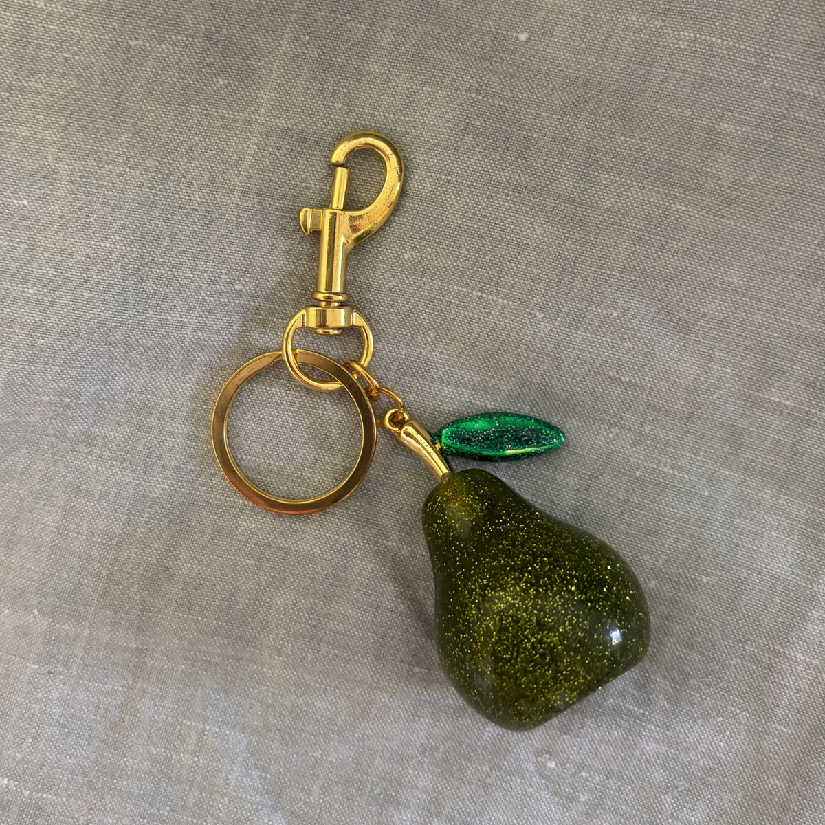 Green Glitter Pear Bag Charm | Gold | Paper & Quartz-Paper & Quartz-The Bullish Store