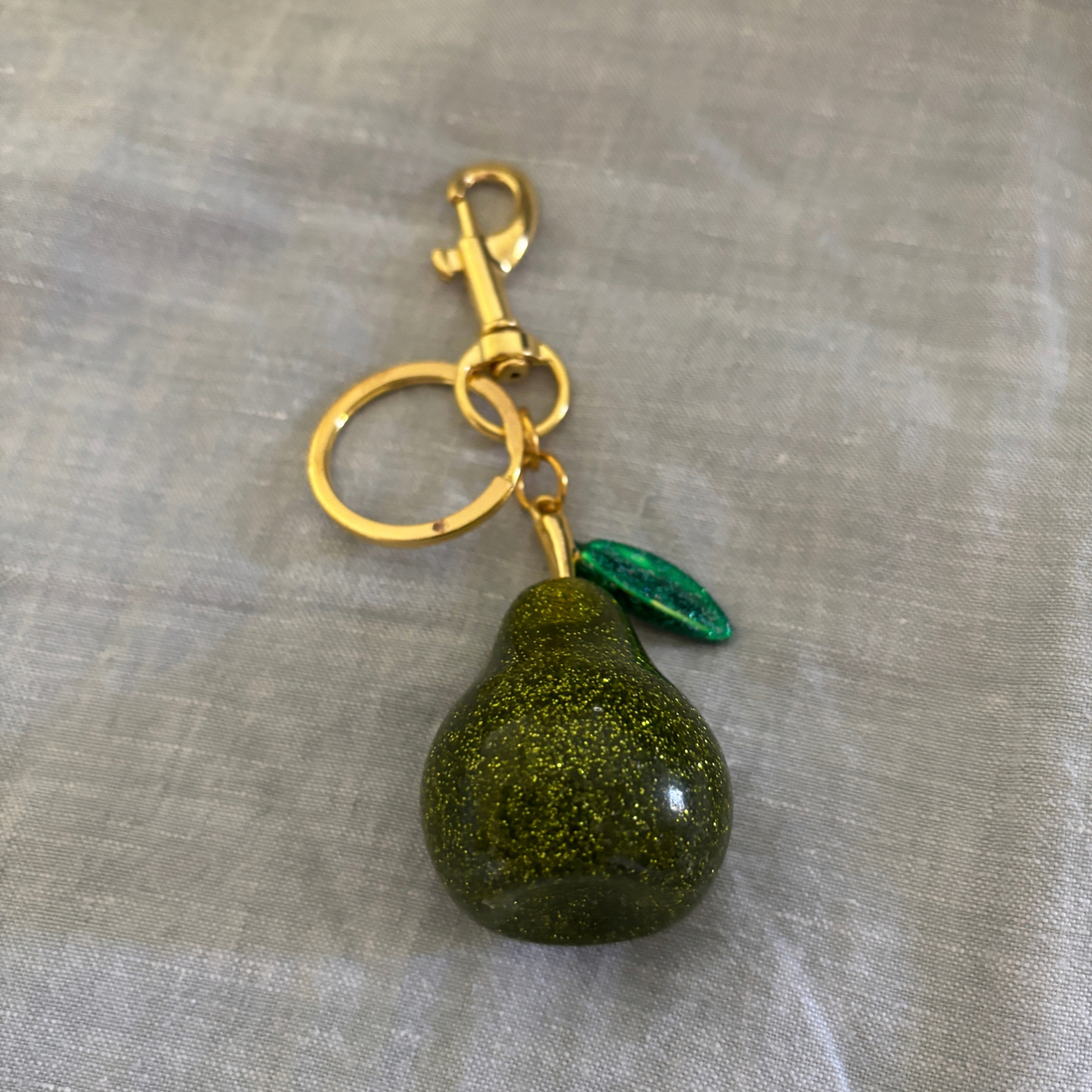 Green Glitter Pear Bag Charm | Gold | Paper & Quartz-Paper & Quartz-The Bullish Store