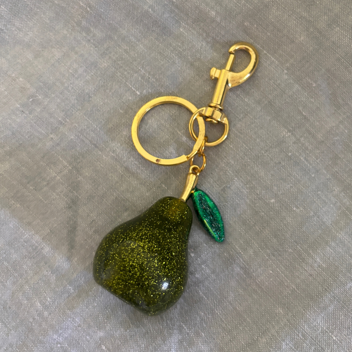 Green Glitter Pear Bag Charm | Gold | Paper & Quartz-Paper & Quartz-The Bullish Store