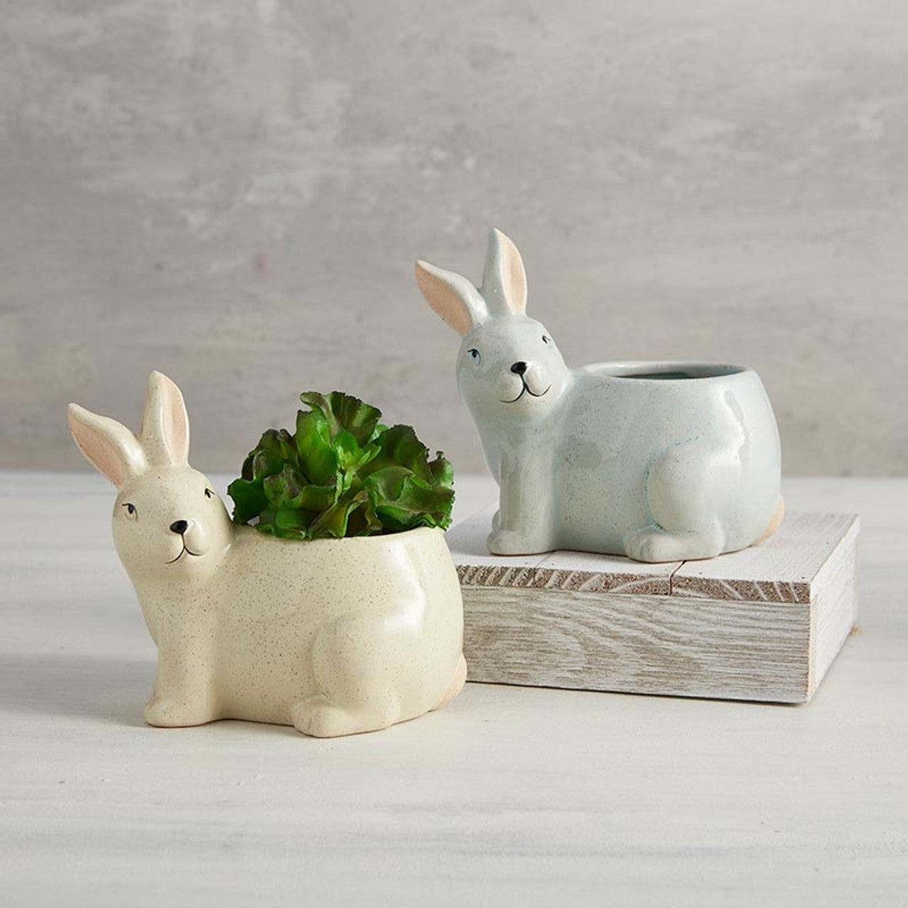 Green Rabbit Ceramic Planter | Cute Forest Bunny Shaped Succulents Flower Pot | 3" x 5"
