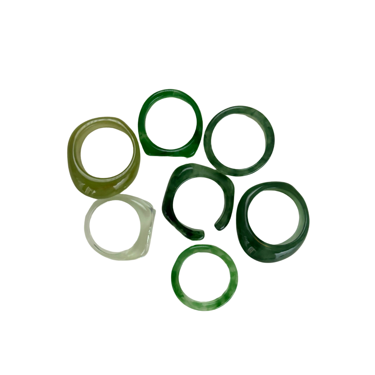 Green Resin Ring Set of 7 | Paper & Quartz-Paper & Quartz-The Bullish Store