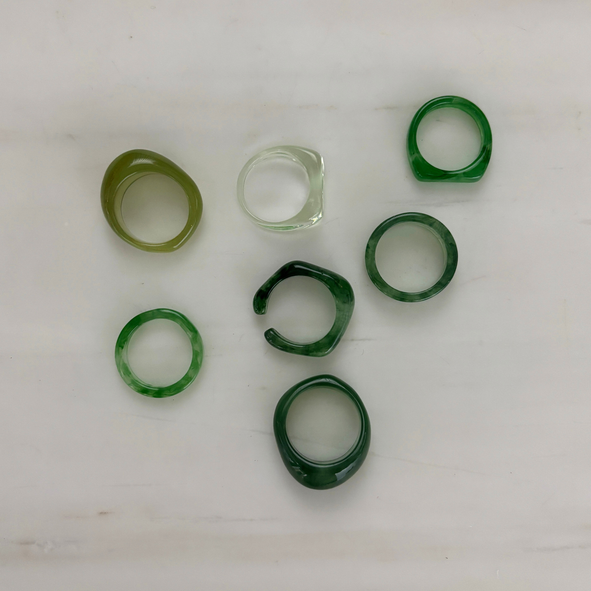 Green Resin Ring Set of 7 | Paper & Quartz-Paper & Quartz-The Bullish Store