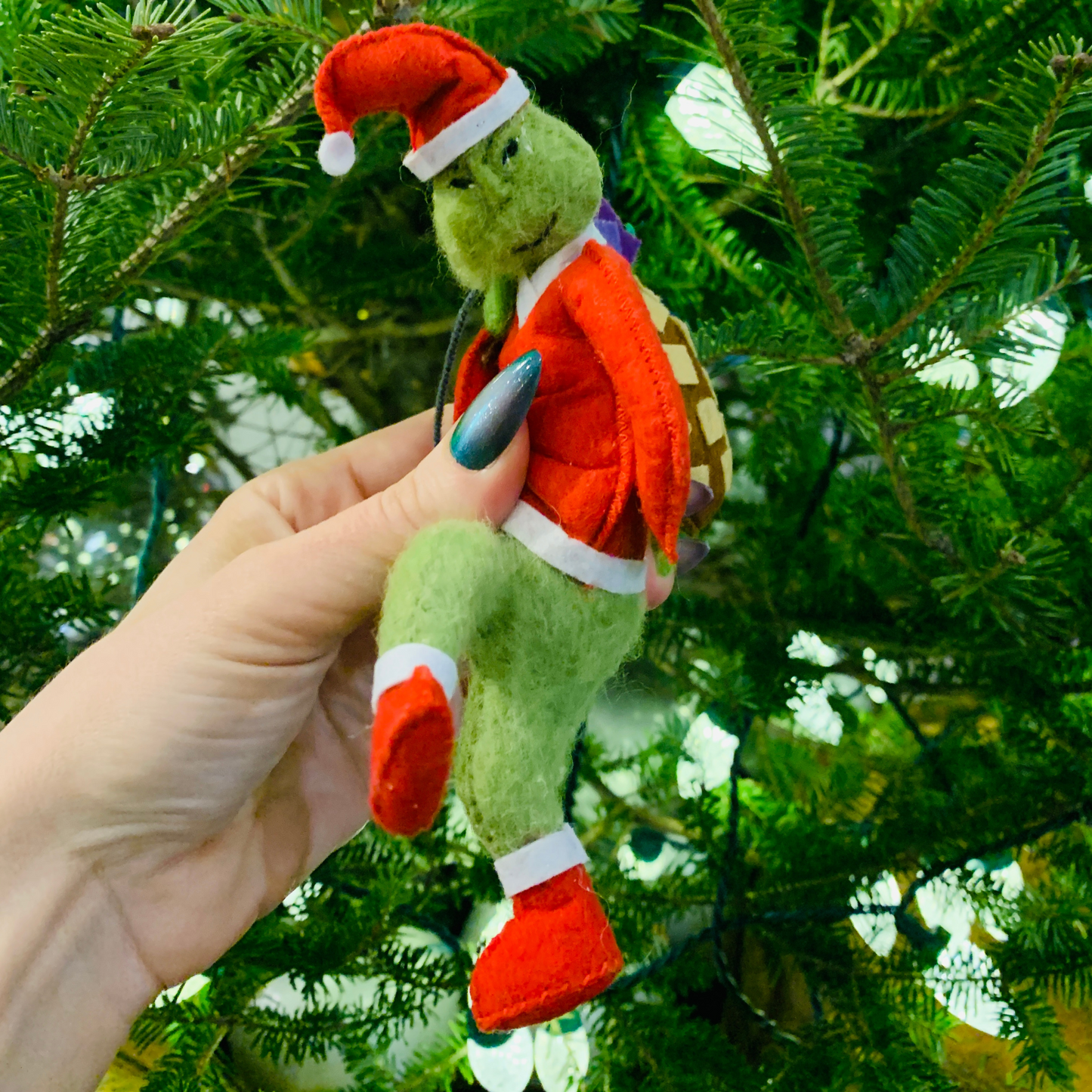 Grinch Santa Felt Ornament | Handmade in Kyrgyzstan