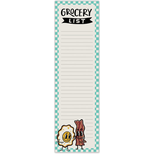 Grocery List Pad | Retro Style Food-themed Magnetic Notepad | 2.75" x 9.50"