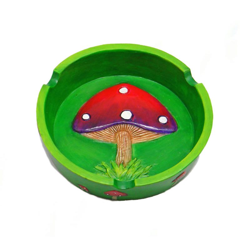 Mushroom Ashtray | Hand Painted Round Resin Ash Bin | 4.5"