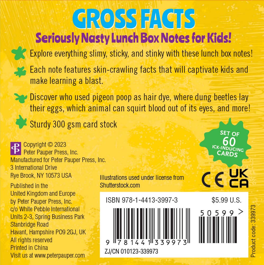 Gross Facts Lunch Box Notes for Kids! | 60 Ick-inducing Educational Cards