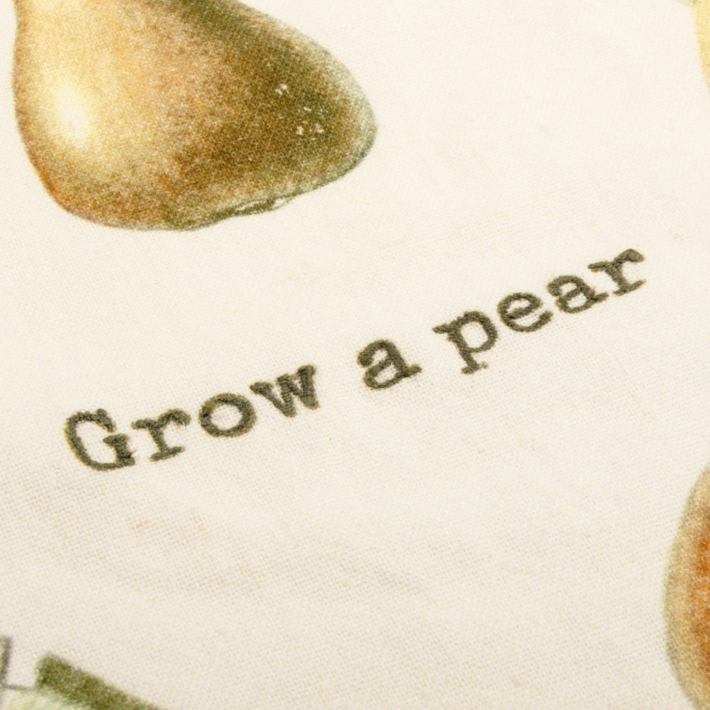 Grow A Pear Funny Dish Cloth Towel | Cotton and Linen | Embroidered Text | 18" x 28"