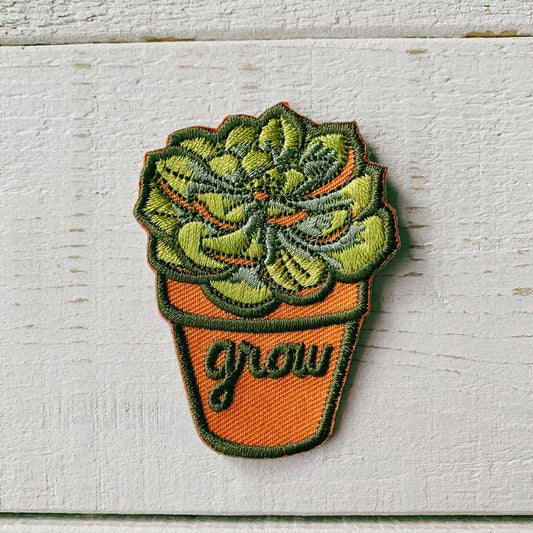 Grow Through What You Go Through Plant Lover No-Sew Patch