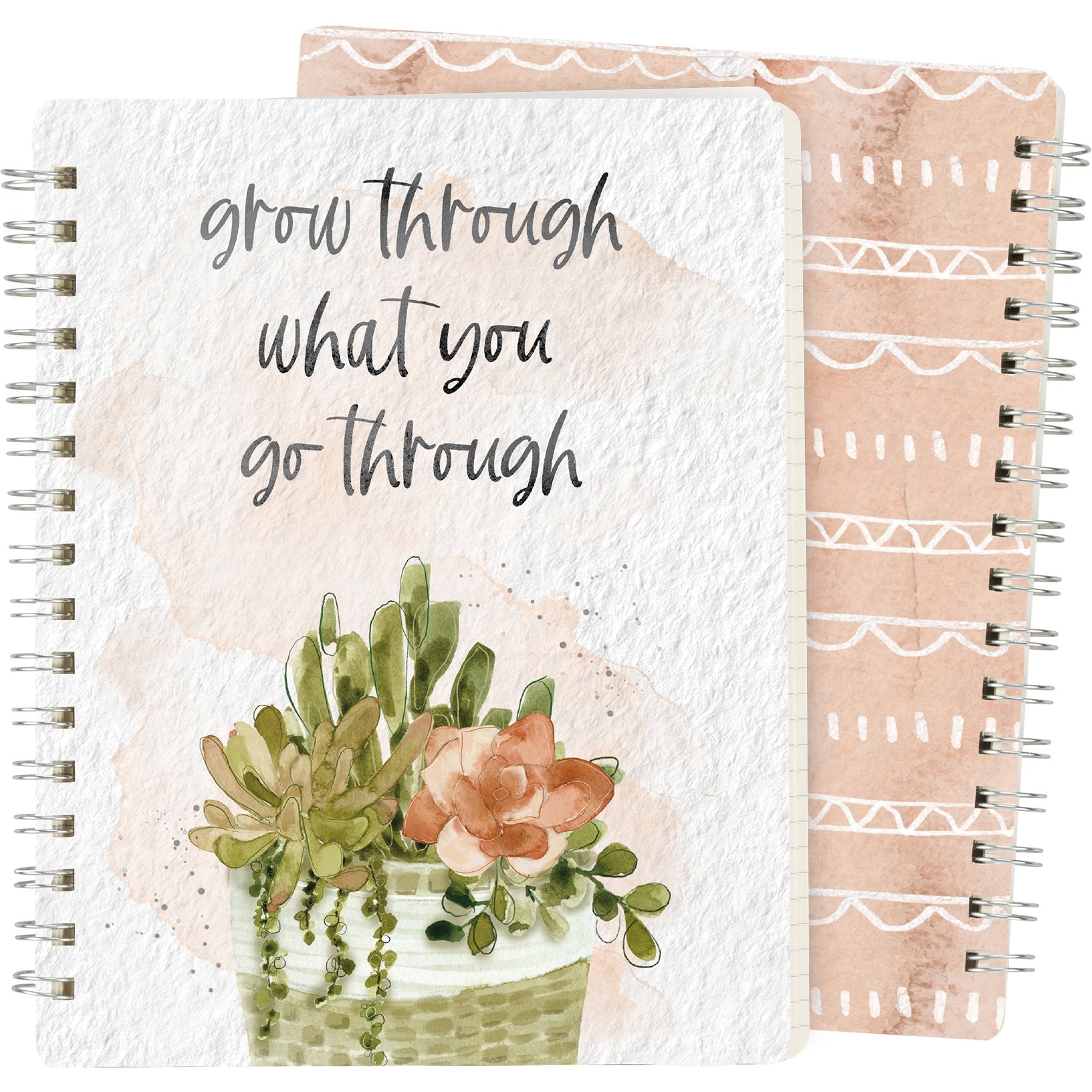 Notebook with succulent illustration and motivational quote on cover